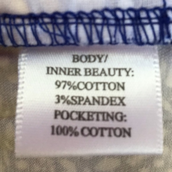 Island Republic Size 8 Cropped Cotton Spandex Blue White Geometric Stretch Pants - Picture 5 of 5